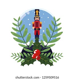 nutcracker christmas snow globe branches decoration