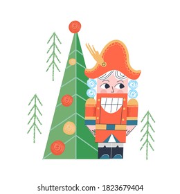 Nutcracker. Christmas tree decoration. Vector illustration.