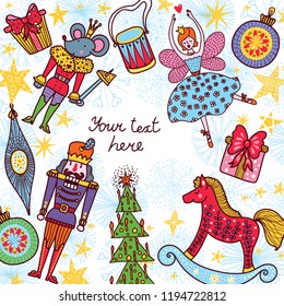 Nutcracker.  Christmas vector card 