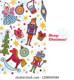 Nutcracker.  Christmas vector card 