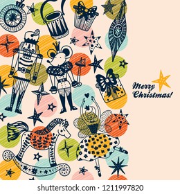 Nutcracker.  Christmas vector card 