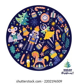 Nutcracker.  Christmas vector card. Cute illustration. 