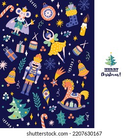 Nutcracker.  Christmas vector card. Cute illustration. 