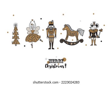Nutcracker.  Christmas vector card. Cute illustration.