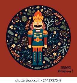 Nutcracker.  Christmas vector poster. Cute illustration. 