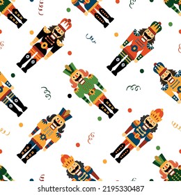 Nutcracker. Christmas vector seamless pattern. Сan be used for wallpaper, pattern fills, web page background, surface textures.