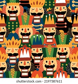 Nutcracker. Christmas vector seamless pattern. Сan be used for wallpaper, pattern fills, web page background, surface textures.