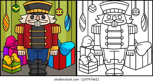 Nutcracker Coloring Page Colored Illustration