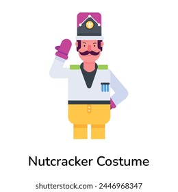 Nutcracker costume flat character icon 
