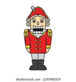 Nutcracker. Cute nutcracker character from a children's fairy tale. Symbol of Christmas and New Year. Hand drawn vector illustration.