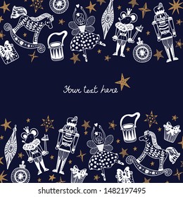 Nutcracker. Cute Christmas vector card. 