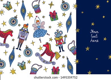 Nutcracker. Cute Christmas vector card.