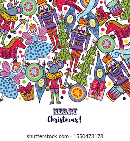 Nutcracker. Cute Christmas vector card. 