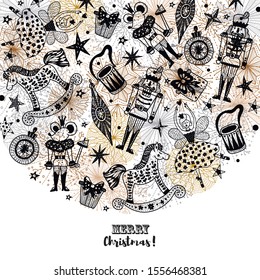 Nutcracker. Cute Christmas vector card. 