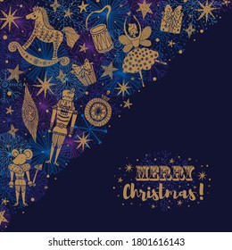 Nutcracker. Cute Christmas vector card. 
