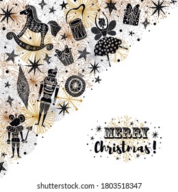 Nutcracker. Cute Christmas vector card. 
