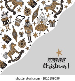 Nutcracker. Cute Christmas vector card. 