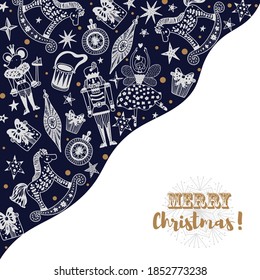 Nutcracker. Cute Christmas vector card. 