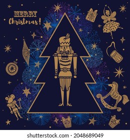 Nutcracker. Cute Christmas vector card. 
