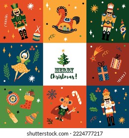 Nutcracker. Cute Christmas vector card. 