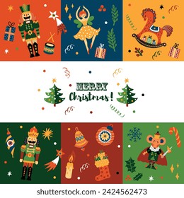 Nutcracker. Cute Christmas vector card. 