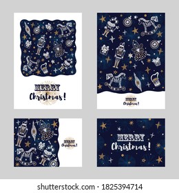 Nutcracker. Cute Christmas vector cards. 