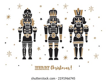 Nutcracker. Cute Christmas vector poster. 
