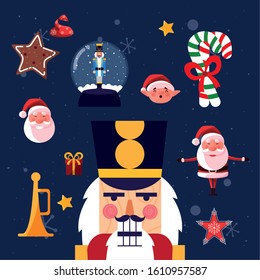 Nutcracker design, Merry chritmas winter season decoration card invitation celebration and holiday theme Vector illustration