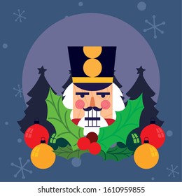 Nutcracker design, Merry chritmas winter season decoration card invitation celebration and holiday theme Vector illustration