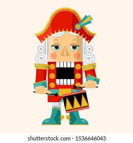 Сhristmas Nutcracker with drum. Vector illustration