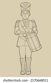 Nutcracker with a drum - vector illustration - Out line