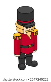 Nutcracker figurine, traditional Christmas decoration - hand drawn vector illustration.