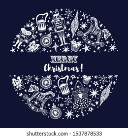 Nutcracker.  Gold Christmas cute vector card 