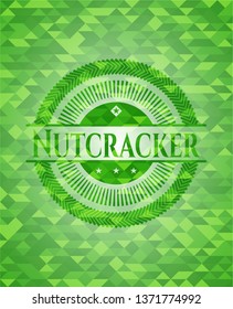 Nutcracker green emblem with mosaic ecological style background