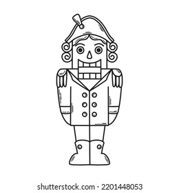 Nutcracker icon. A character from a children's fairy tale. Christmas decoration. Hand drawn vector illustration.