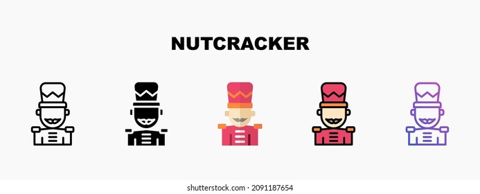 Nutcracker icon designed in outline flat glyph filled line and gradient. Perfect for website mobile app presentation and any other projects. Enjoy this icon for your project.