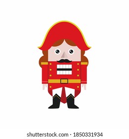 Nutcracker isolated on a white background. The hero of a fairy tale for the new year and Christmas. Christmas tree toy vector