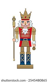 Nutcracker King with Spear Illustration. Christmas Toy Illustration. Holiday Decoration. 