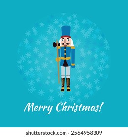 Nutcracker Lumberjack Concept. Vector Illustration of Merry Christmas and Happy New Year Holiday Greeting Card. Winter Seasonal. Flat Style.