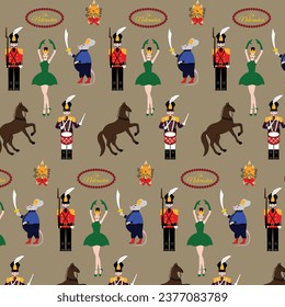 nutcracker pattern mouse king lead soldier princess horse candle fashion christmas fabric digital printing eps 10 vector