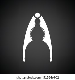 Nutcracker pliers icon. Black background with white. Vector illustration.