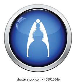 Nutcracker pliers icon. Glossy button design. Vector illustration.