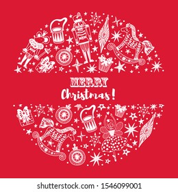 Nutcracker.  Red  Christmas cute vector card 