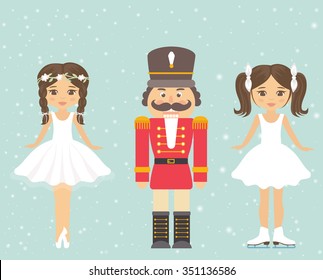 nutcracker red and girl ballerina and girl figure skating