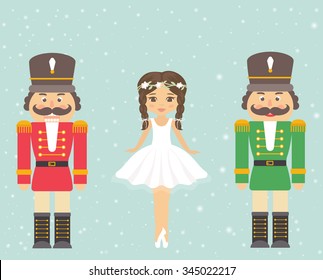 nutcracker red and green and girl ballerina