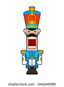 Nutcracker retro soldier. Wooden Guardsman. Hussar toy. vector illustration