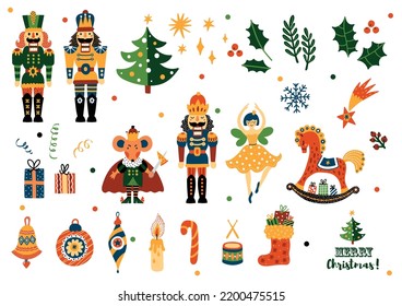  Nutcracker. Set. Magic vector illustration.