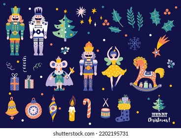  Nutcracker. Set. Magic vector illustration.