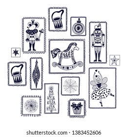 Nutcracker. Set. Stamp Magic vector illustration.