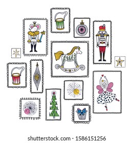 Nutcracker. Set. Stamp Magic vector illustration.